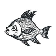 Fish vector black and white illustration line art collection, White background.