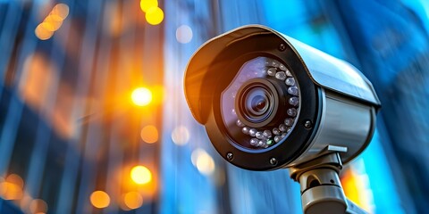 Enhancing Office Building Security Against Theft with / Digital Surveillance Using CCTV Cameras. Concept Office Security, Theft Prevention, Surveillance Measures, CCTV Cameras, Digital Monitoring