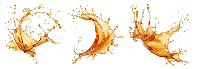 Splashes of juice or caramel isolated on transparent background
