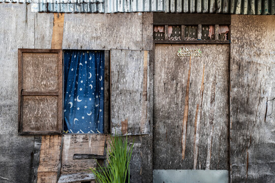 Rustic shack with Christmas decoration
