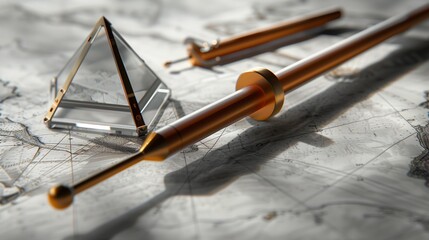 Periwinkle Surveying Rod and Prism, Used in Topographical Mapping