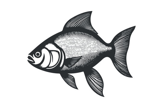 recommend clip art: Fish vector black and white illustration line art collection, White background.