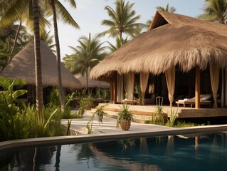 Guests enjoy a serene poolside afternoon at a tropical resort