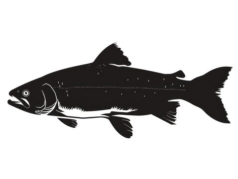 recommend clip art: black salmon silhouette, white background