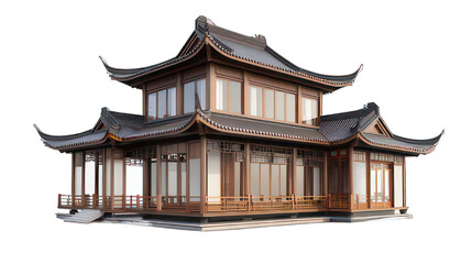 Luxury asian house isolated on white created with Generative AI
