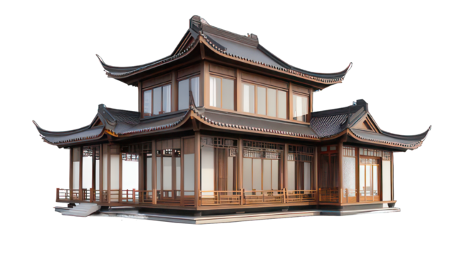 Luxury asian house isolated on white created with Generative AI