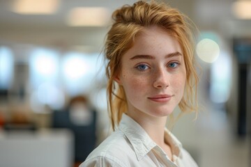 Confident Young Woman in Office Setting