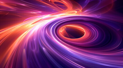 A colorful, abstract painting of a wave with purple and orange colors. The painting has a dreamy,...