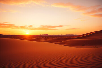 Sunset over desert with lone horse in the foreground