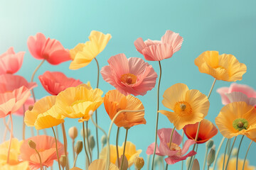 Fototapeta premium A bouquet of flowers with a blue background