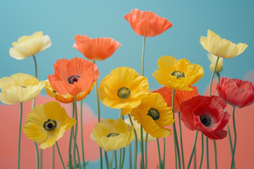 Obraz premium A bouquet of flowers with a blue background