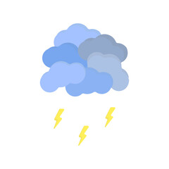 Cloud vector. Cloud with rain and lightning. Thunderstorm weather vector. Weather conditions. Vector cloud template. Storm vector. Vector illustration.