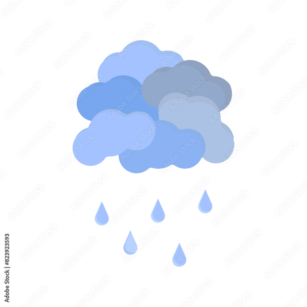 Poster cloud vector. cloud with rain and lightning. thunderstorm weather vector. weather conditions. vector