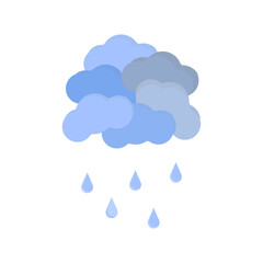 Cloud vector. Cloud with rain and lightning. Thunderstorm weather vector. Weather conditions. Vector cloud template. Storm vector. Vector illustration.