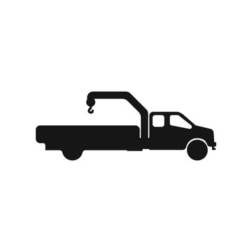 recommend clip art: Truck manipulator vector icon. Black car with crane vector. Tow truck icon. Wheel loader logo. Truck silhouette vector. Vector illustration.