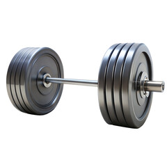 A black weight bar with a black rubber plate on each side. The bar is long and thick