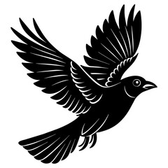 black bird flying up, minimalist animal logo or icon vector illustration