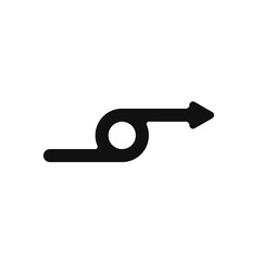 Black arrow vector. Twisted right arrow icon. Direction arrow vector icon. Direction indicator arrow vector. Vector illustration.
