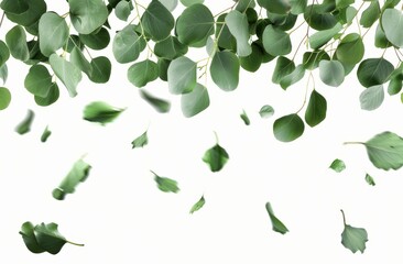 Green Leaves Flying in the Air