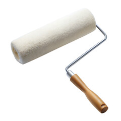 Obraz premium A white paint roller with a wooden handle