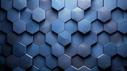 Geometric fabric background featuring interlocking hexagons in a gradient of cool tones, adding depth and dimension