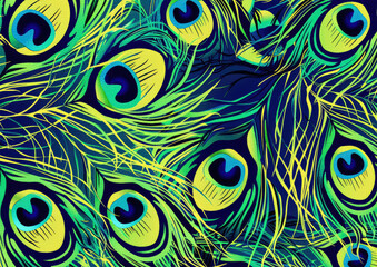peacock bird feather vibrant colors in creative design for background