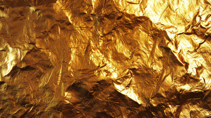 Luxurious and elegant high resolution textured golden foil background with crinkled metallic surface for premium quality decorative design and festive celebration theme