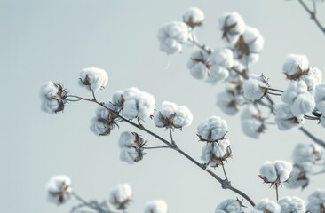Close Up of Cotton Plant With White Flowers