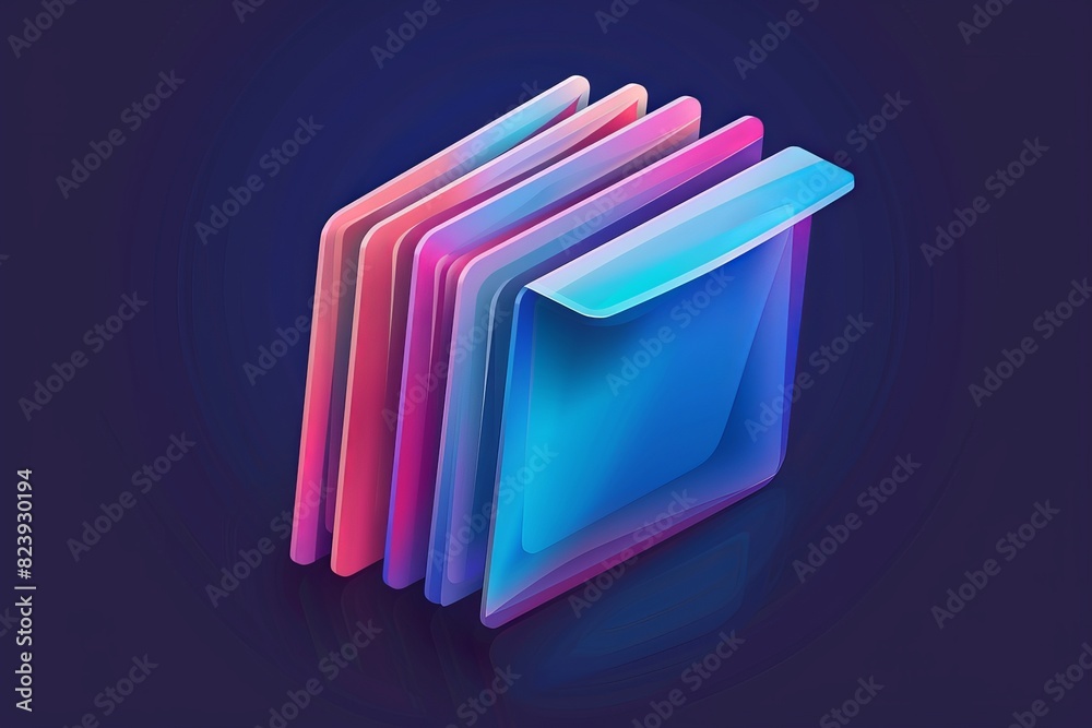 Poster 3D Folders with Gradient Design, showcasing modern and futuristic digital storage solutions, highlighting vibrant colors and creative technology for data organization, Generative AI