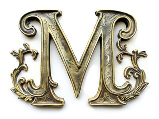 M old lettering in gold relief on white background