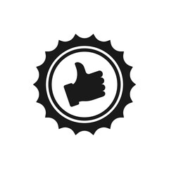 Thumbs up stamp. Good label sticker icon flat style isolated on white background. Vector illustration