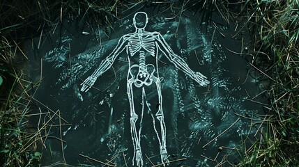 Human body outline in white chalk