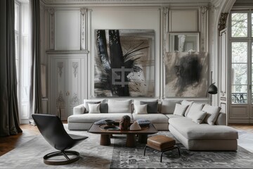living room interiors, soft tonal range, nature compositions, dark bronze and gray