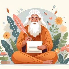 serene Guru Meditating in Traditional Pose