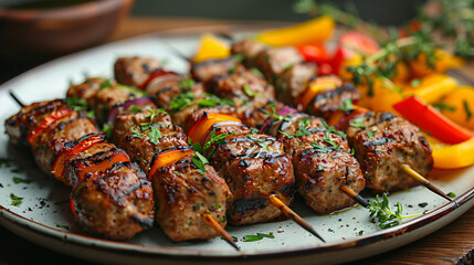 Kebab served with grilled vegetables