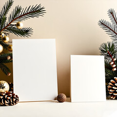 Mock-up, Christmas business card, design. Generative AI