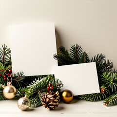 Mock-up, Christmas business card, design. Generative AI