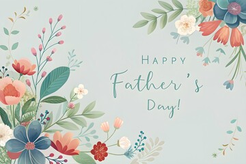 Obraz premium Celebrate with a Floral Father's Day Illustration and Heartfelt Message, Text, Background, Poster, Gift, Card, Poster, Post