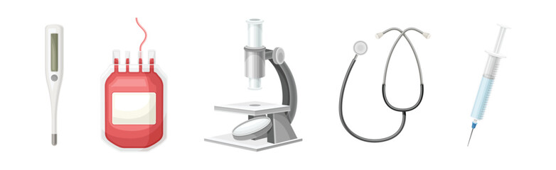 Medical Devices and Hospital Object for Diagnostic Vector Set