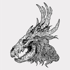Deer elk demon monster mythology vector illustration
