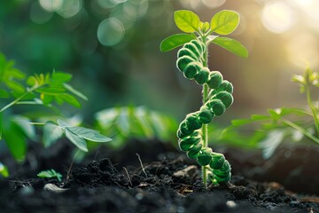 Sustainable Genetics: The Crucial Role of Green DNA in Environmental Balance. Plant's DNA helix as...