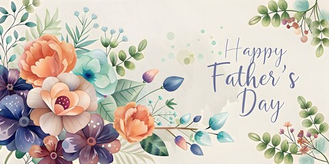 Celebrate Father's Day with a Beautiful Floral Background and Greeting, Text, Background, Poster, Gift, Card, Poster, Post