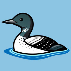 Arctic Loon bird swimming icon vector illustration 