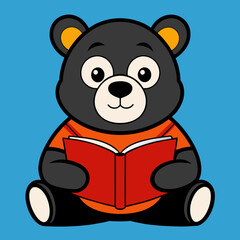 Fototapeta premium Asian Black Bear reading icon vector illustration 
