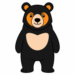 Asian Black Bear looks icon vector silhouette 