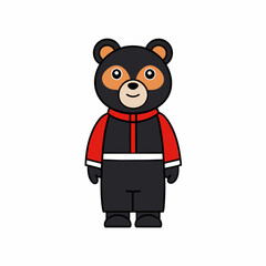 Asian Black Bear looks icon vector silhouette 