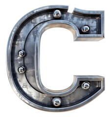 C letter metallic texture in white background