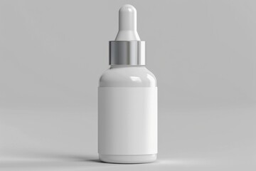 Beauty Bottle. 3D Render of White Plastic Dropper Container for Cosmetic Medicine