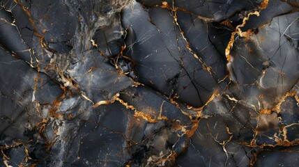 Fototapeta premium Black and gray marble texture with gold veins