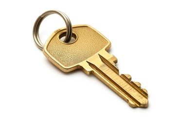 House Key Isolated. Luxury Gold Key for Dream Home on White Background